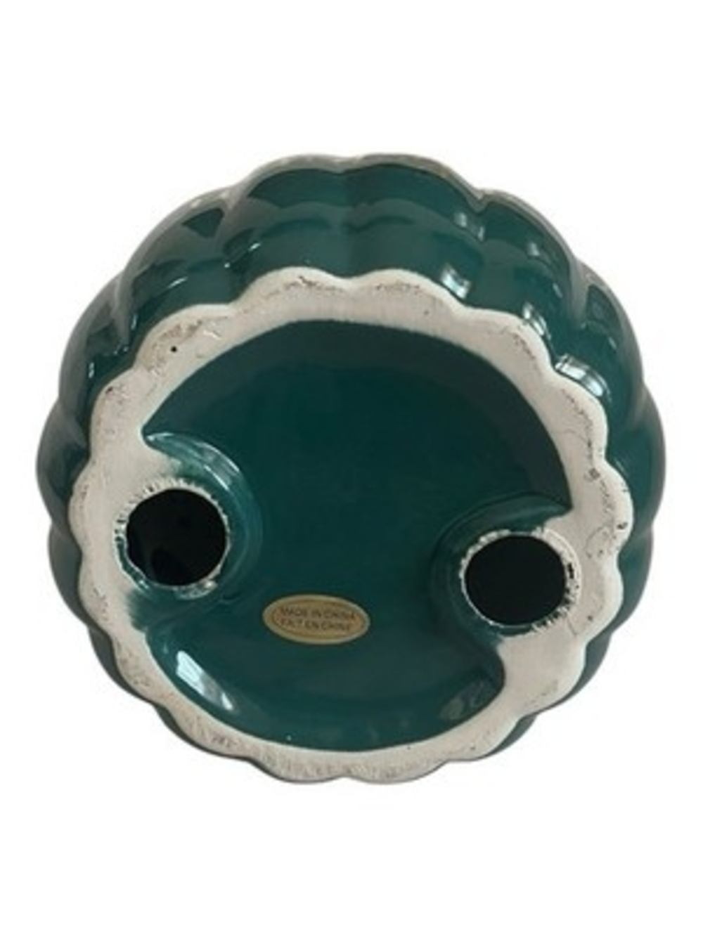Happy Friendsgiving Ceramic Pumpkin Decor Green Gold 8x8.5 EXC Fall Thanksgiving - Picture 6 of 6